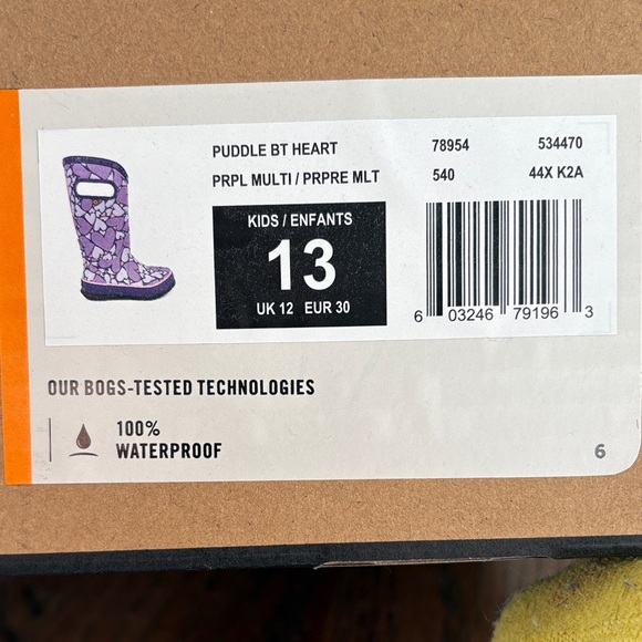 Bogs Kids Purple Heart Rain Boots - Picture 2 of 4
